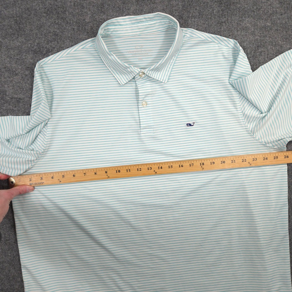 Vineyard Vines Performance Polo Shirt Mens XXL Light Blue Striped Golf Preppy - Picture 5 of 8